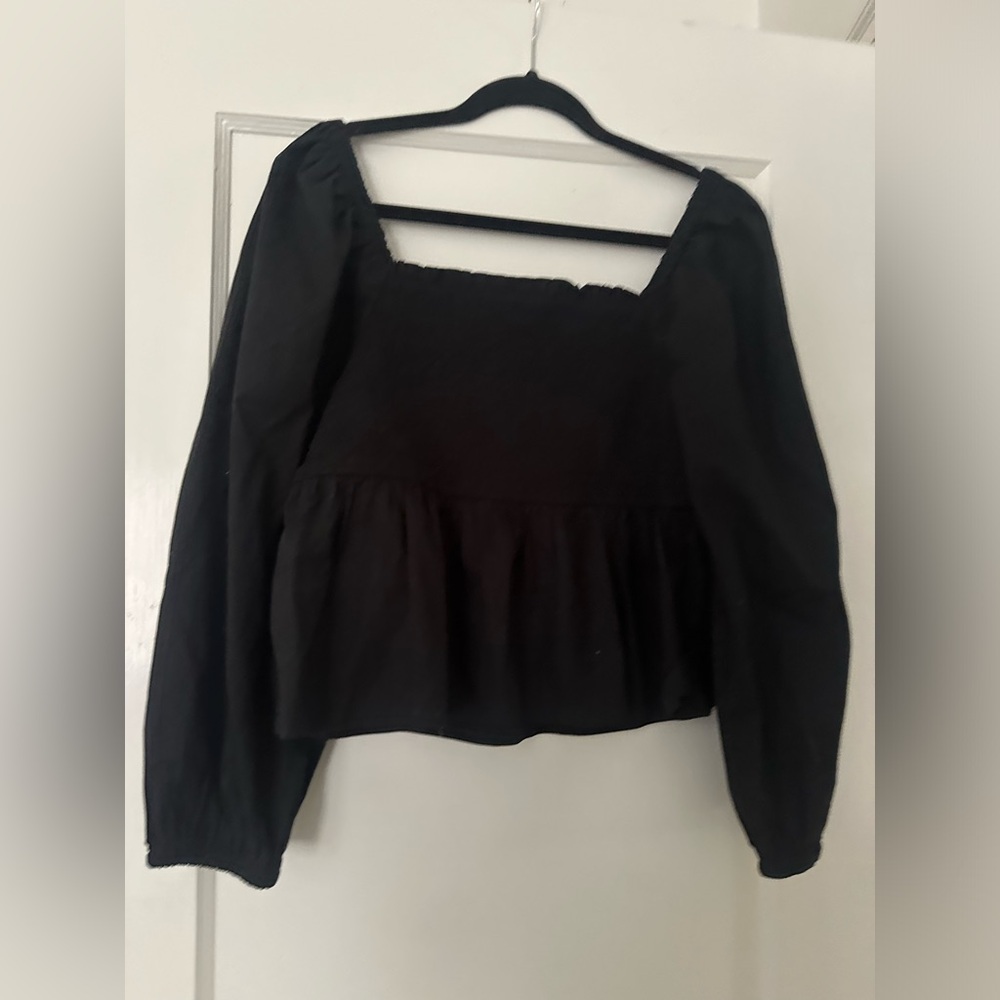 J Crew Black Peplum Blouse
